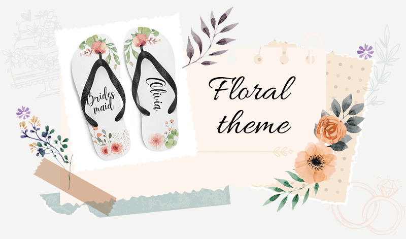 Floral theme flip flops